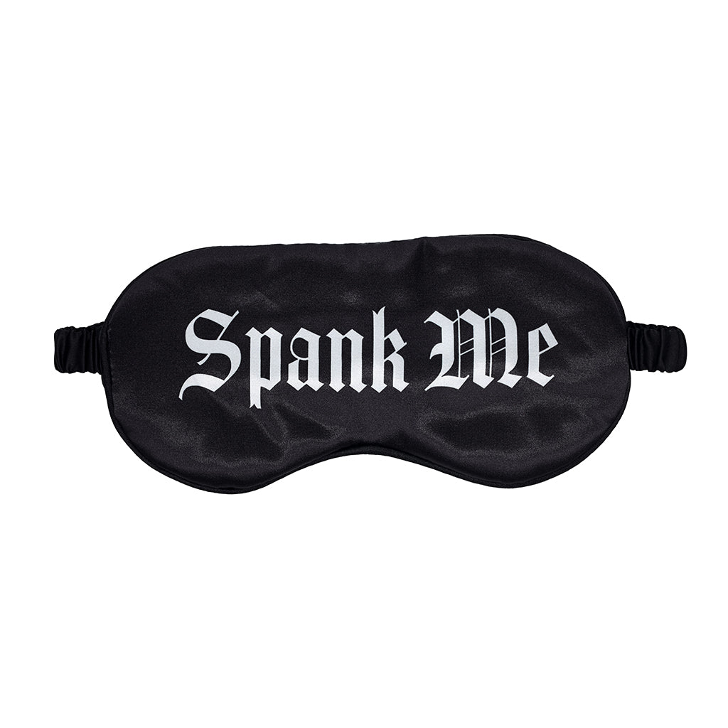Ouch! Spank Me Printed Mask Satin Black Black Ouch satin blindfold printed with white Spank Me lettering