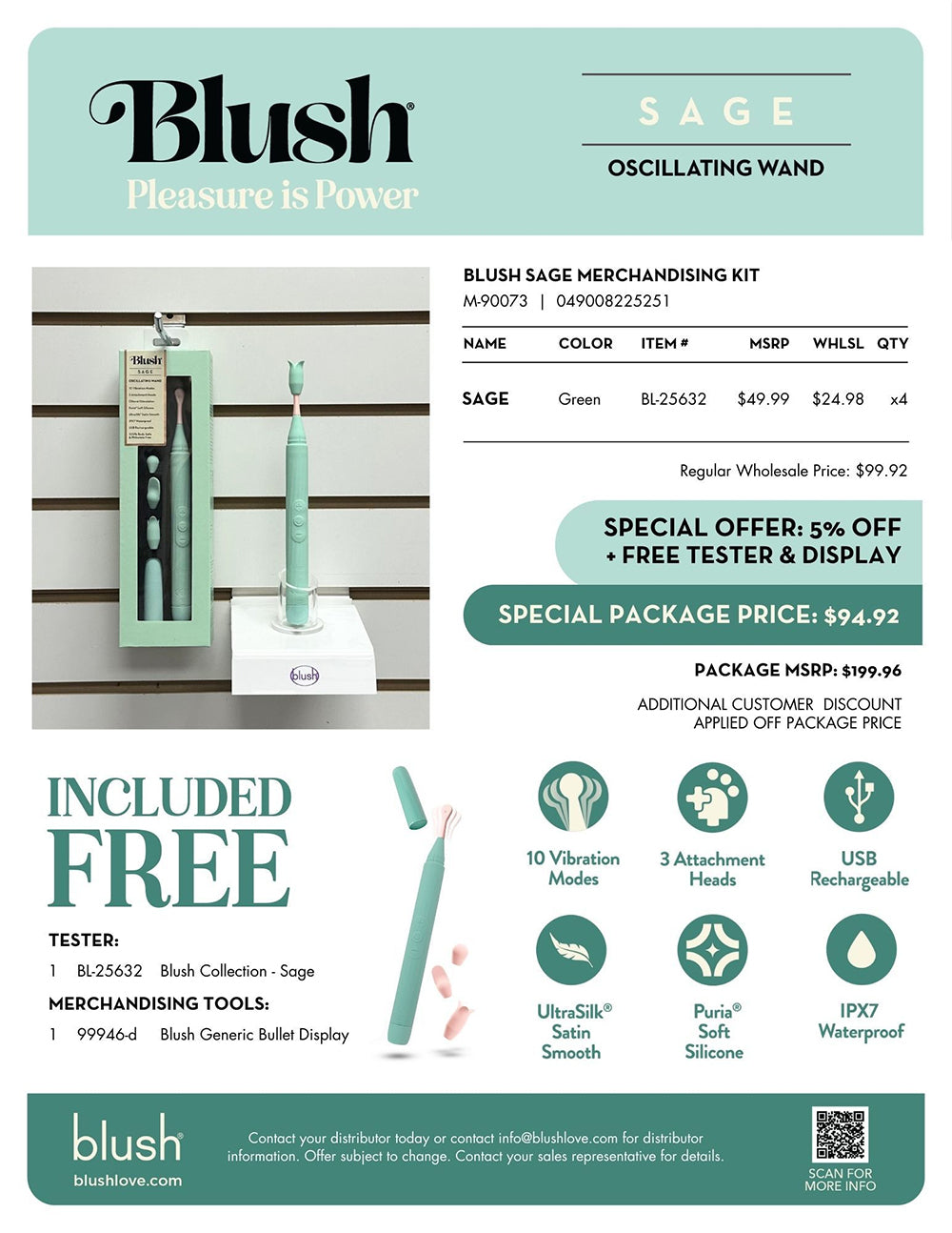 Blush Sage Merchandising Kit Blush Sage mint oscillating wand merchandising display panel