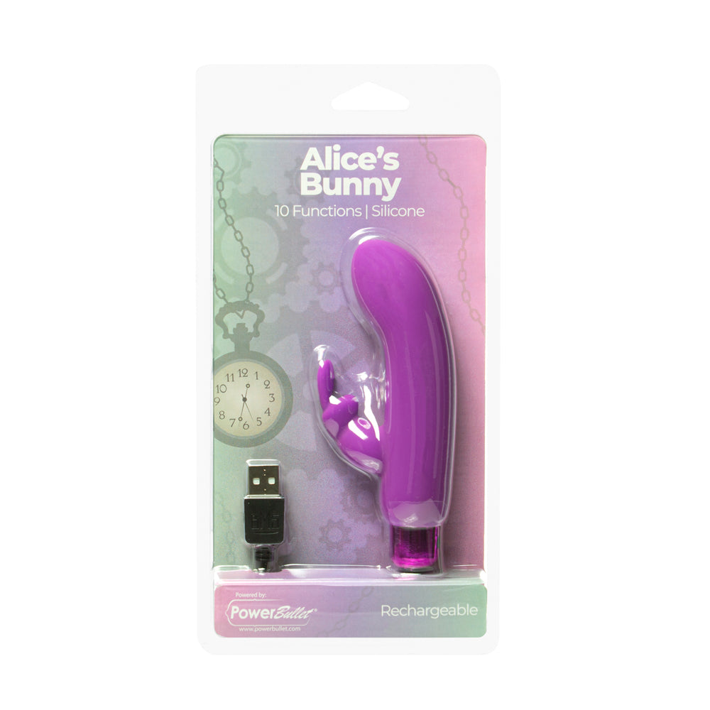 Powerbullet Alice''s Bunny Rechargeable Bullet Vibrator with Silicone Rabbit Sleeve Purple Powerbullet Alice''s Bunny Rechargeable Bullet Vibrator with Silicone Rabbit Sleeve Purple