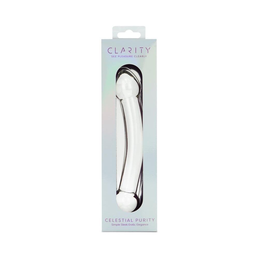 Clarity Celestial Purity Glass Dildo Clarity Celestial Purity clear curved glass dildo in pale box