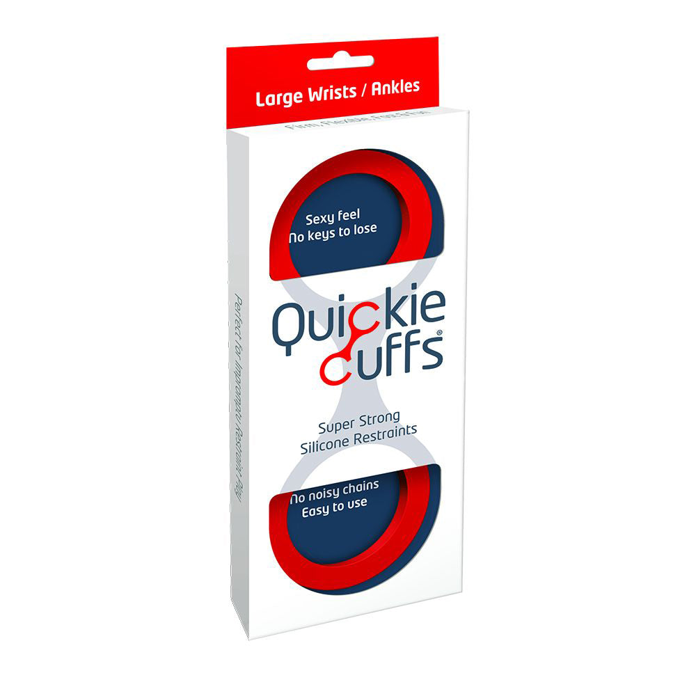 Quickie Cuffs Large Red Large red Quickie Cuffs in white retail packaging