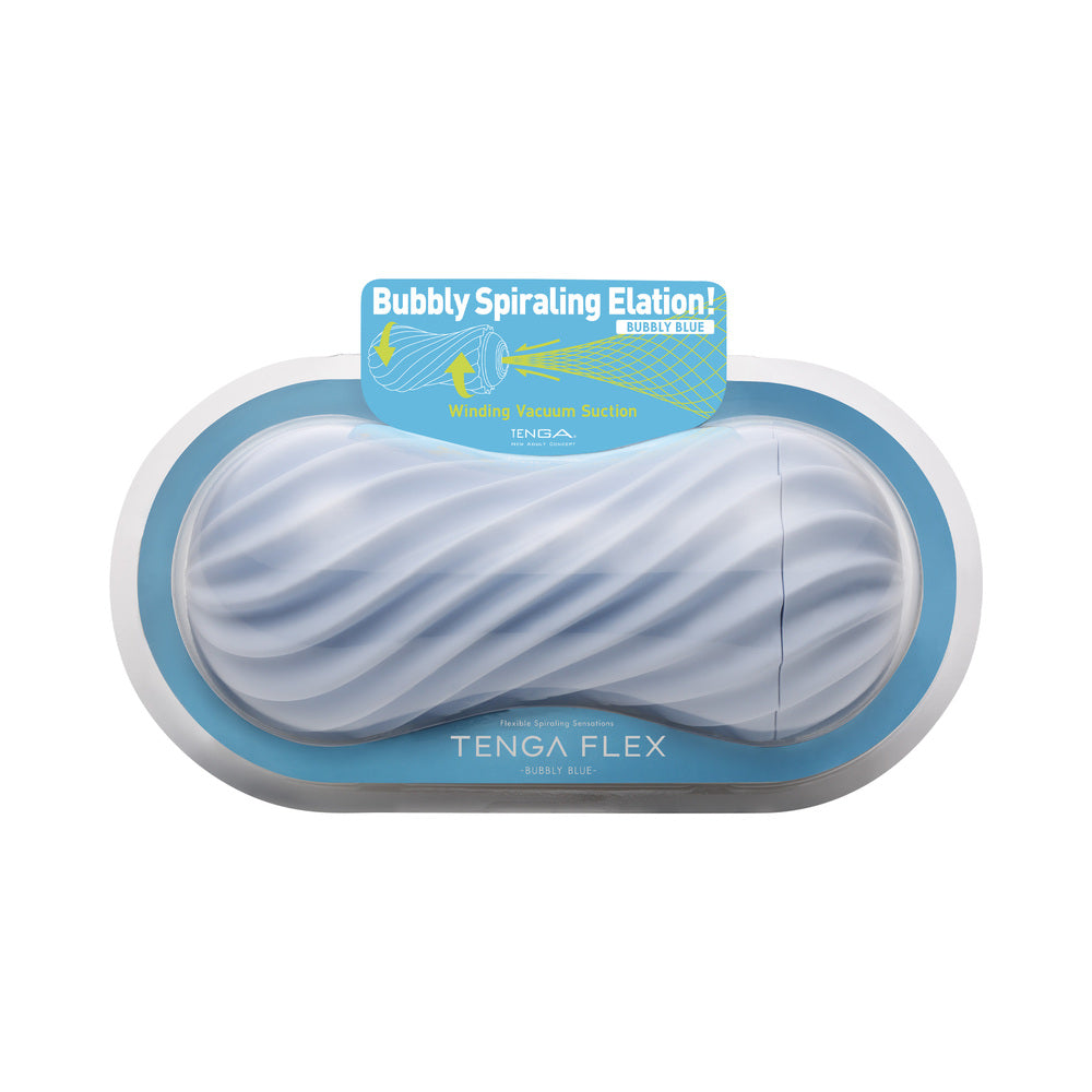 Tenga Flex Bubbly Blue Stroker Tenga Flex Bubbly Blue stroker in clear retail case