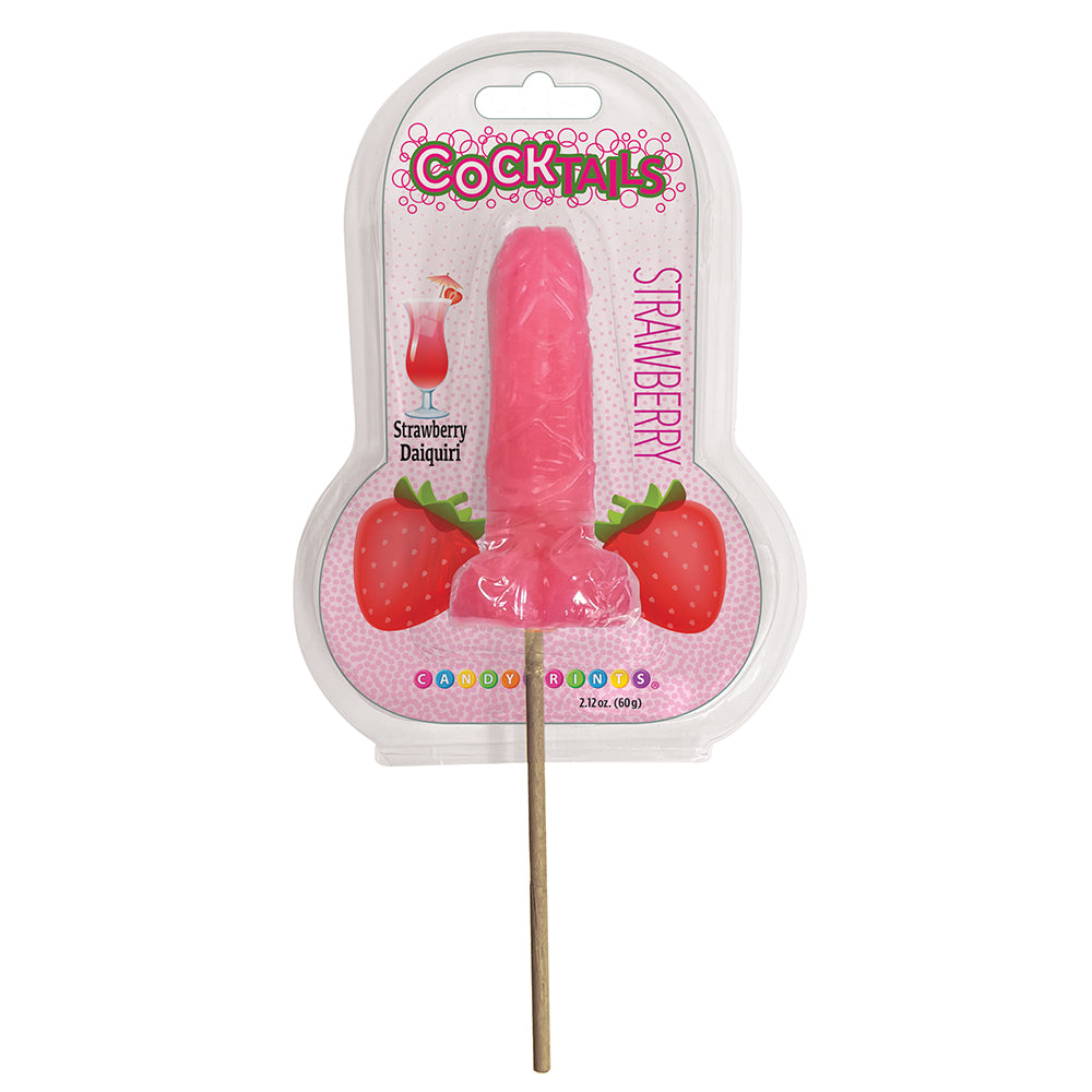 Cocktails 3D Lollipops Strawberry pink Cocktails Strawberry penis-shaped lollipop in clear clamshell