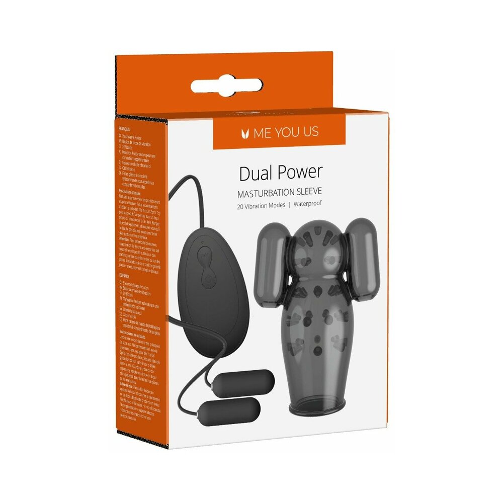 Me You Us Dual Power Vibrating Masturbation Sleeve Me You Us Dual Power sleeve and wired controller retail box