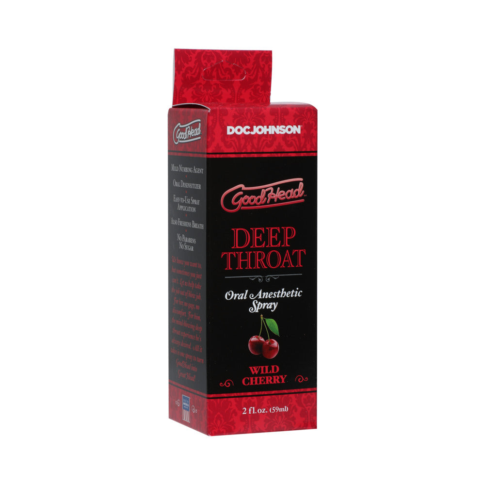GoodHead - Deep Throat Spray - Wild Cherry GoodHead Wild Cherry Spray angled red and black retail box