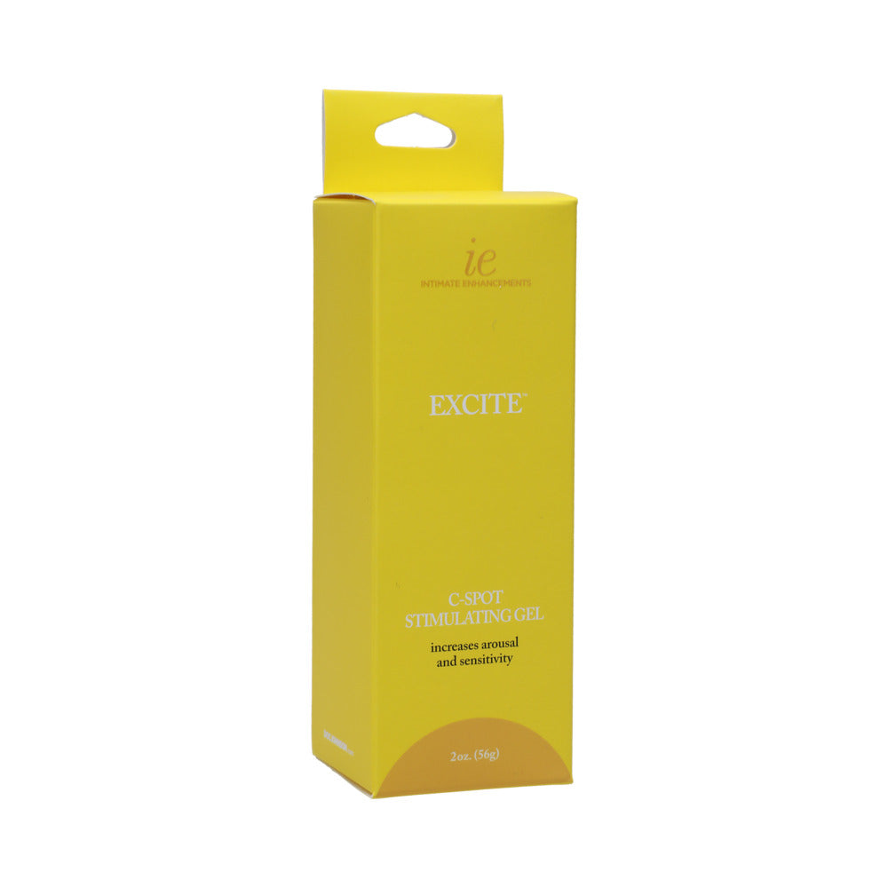 Doc Johnson Excite C-Spot Stimulating Cream 2 oz. Yellow retail carton for Doc Johnson Excite C-Spot cream