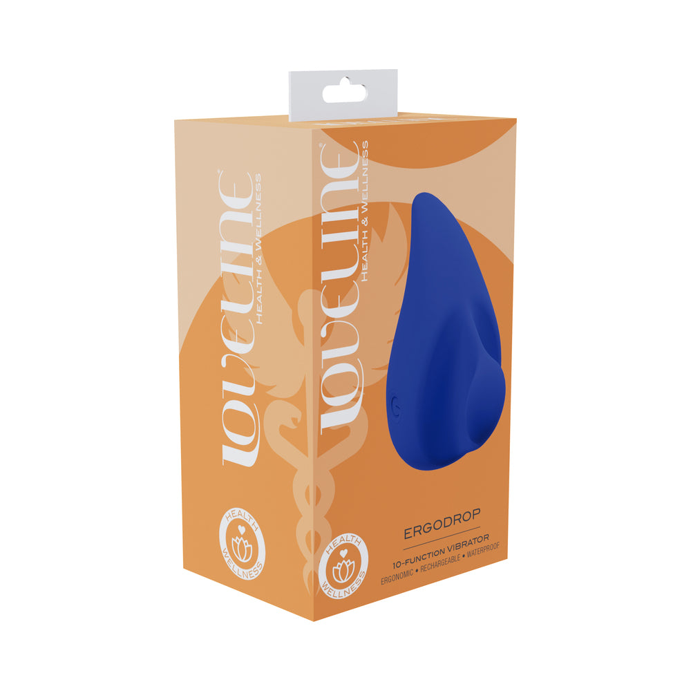 LoveLine ErgoDrop Vibe Waterproof Blue Shots LoveLine ErgoDrop blue teardrop massager retail box