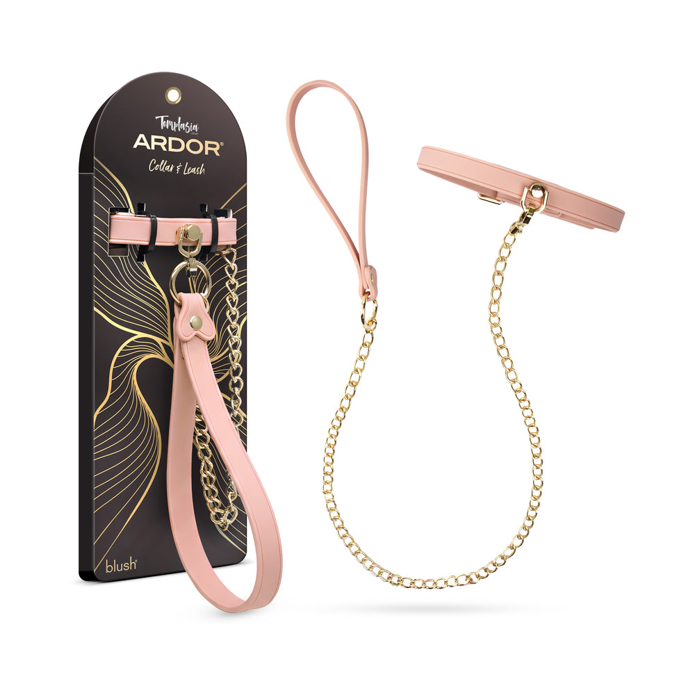 Temptasia Ardor Collar & Leash Pink Temptasia Ardor pink collar and leash with black retail display card