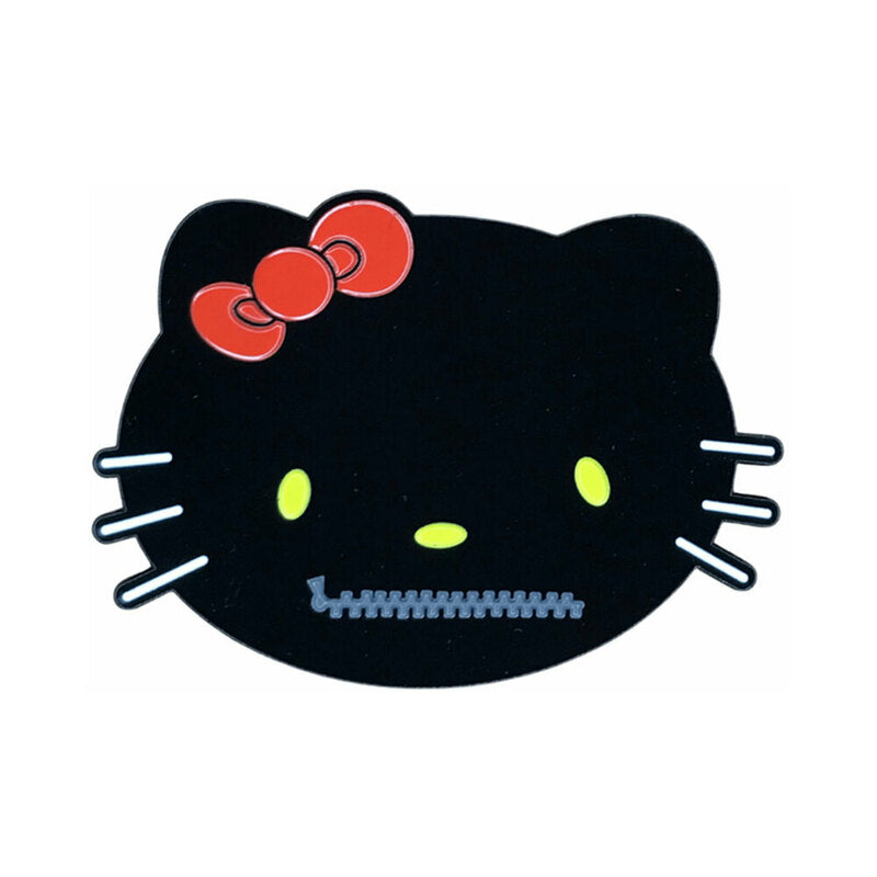Geeky & Kinky Hello Kinky Enamel Pin black cat-face Hello Kinky enamel pin with red bow and blue zipper mouth
