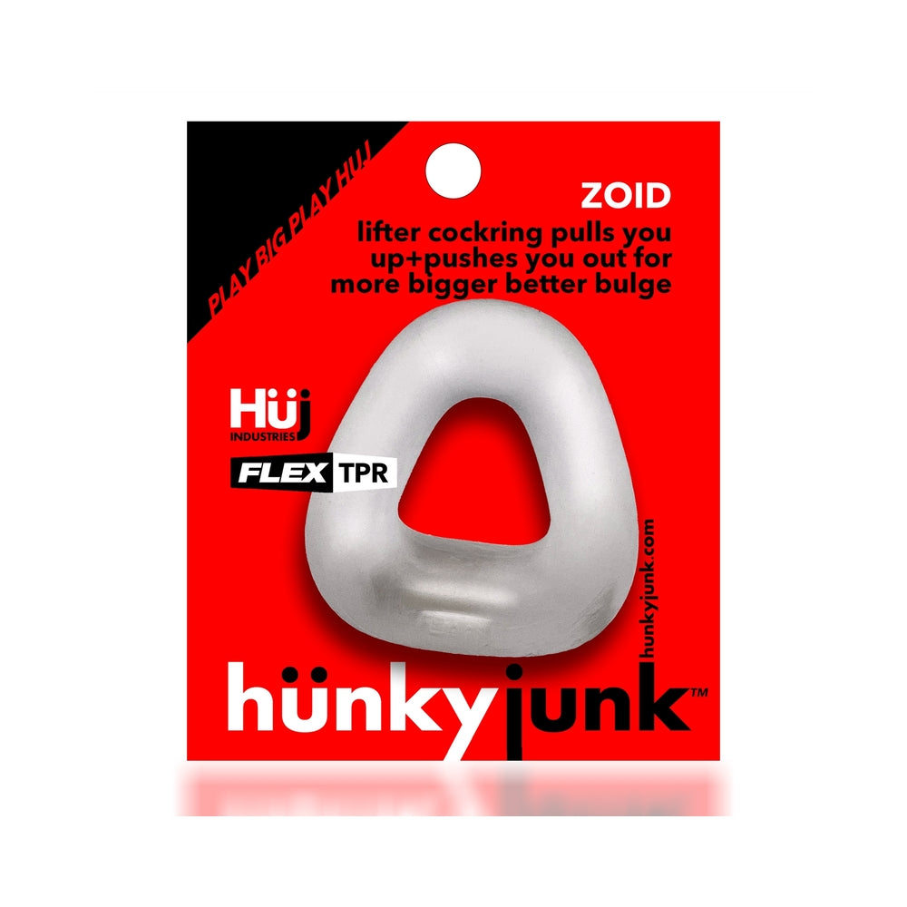 Hunkyjunk Zoid Trapezoid Lifter Cockring Clear Ice Hunkyjunk Zoid Clear Ice ring in red retail package