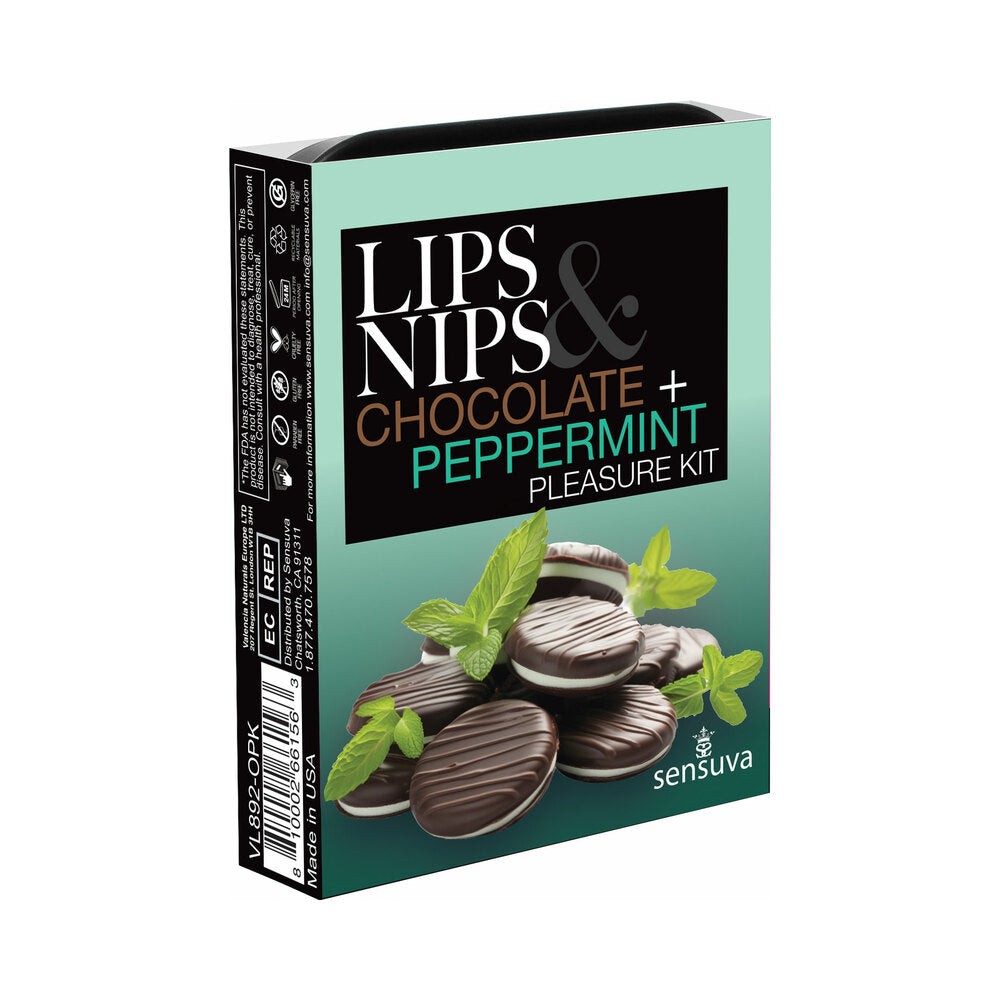 Sensuva Lips & Nips Pleasure Kit Chocolate Peppermint Front of Sensuva Chocolate Peppermint Lips and Nips kit box