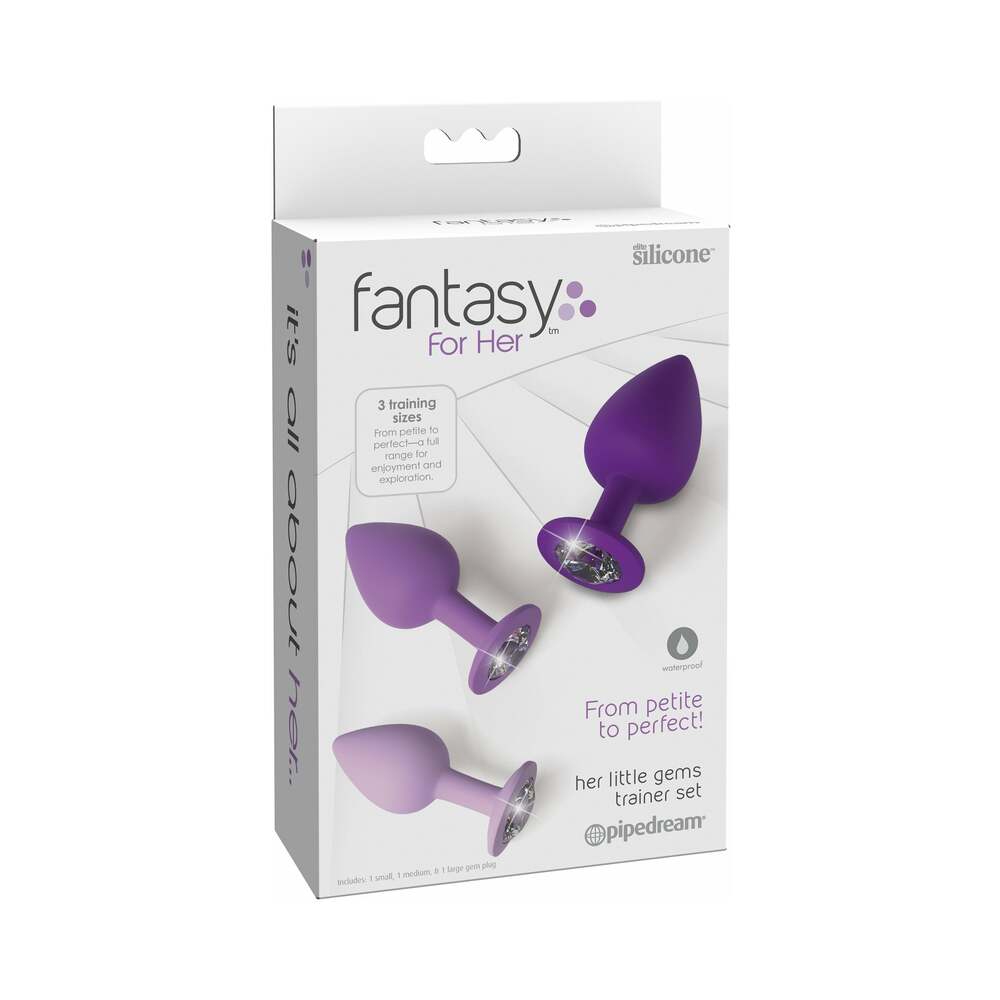 Fantasy For Her 3-Piece Silicone Her Little Gems Trainer Plug Set Purple Her Little Gems purple three-piece silicone plug set box