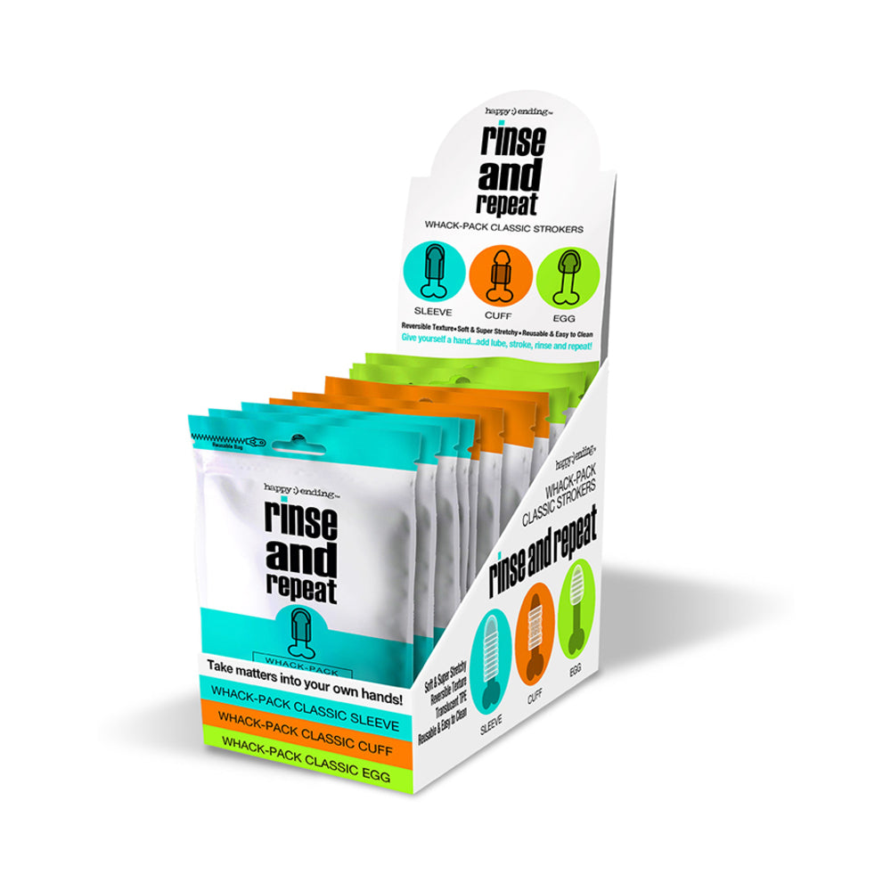 Happy Ending Rinse And Repeat Whack Pack - 12-Piece Assorted P.O.P. Rinse and Repeat 12-piece display filled with color-coded pouches