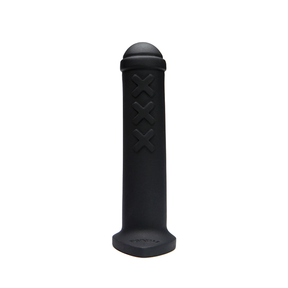 Tantus Amsterdam Junior Dildo Onyx Black Tantus Amsterdam Junior column dildo with XXX marks and flared base