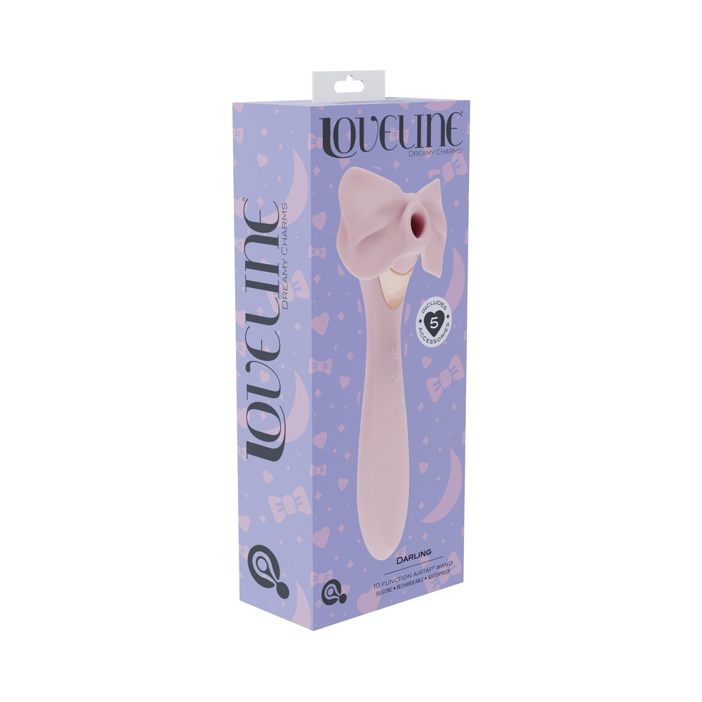 LoveLine Darling AirTapTech Rechargeable Vibrator Pink Shots LoveLine Darling pink vibrator in purple windowed box