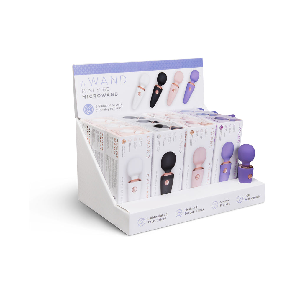 Le Wand Mini Micro Wand Prepacked 12-Piece Counter Display with Tester Le Wand Mini Micro 12-piece counter display full display with boxed color variants