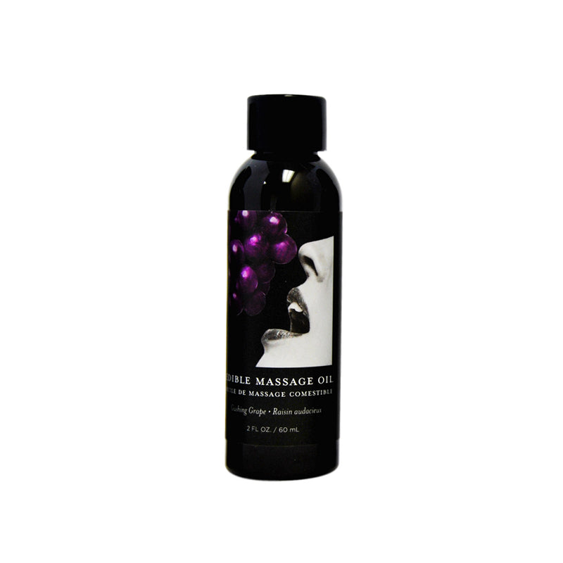 Earthly Body Edible Massage Oil Grape 2oz Earthly Body Grape Edible Massage Oil black 2 oz bottle with purple grape artwork
