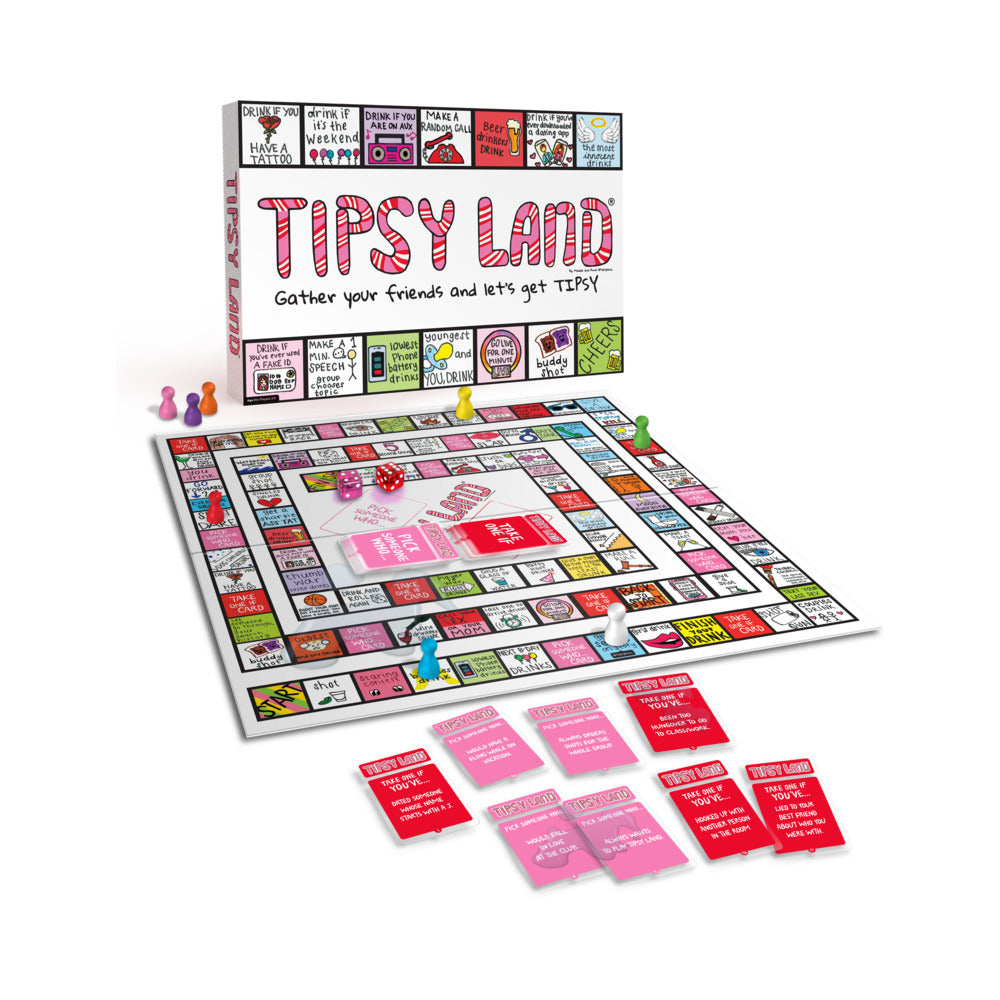 Tipsy Land Game Tipsy Land game with multicolor board, cards and white box
