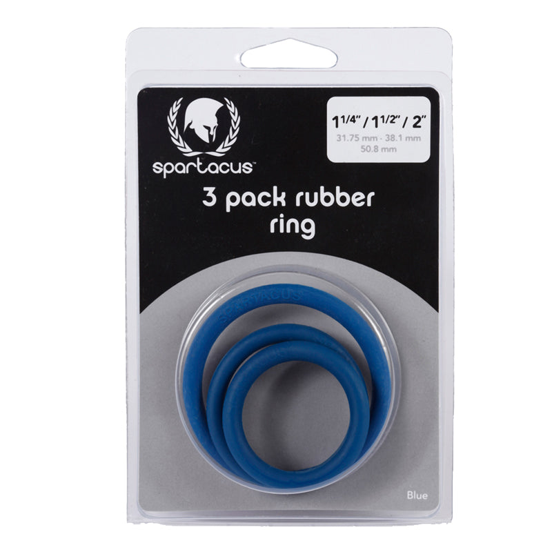 Spartacus Cock Ring Set (3 RubberRings/Blue) Spartacus three-pack of blue rubber cock rings in graduated sizes