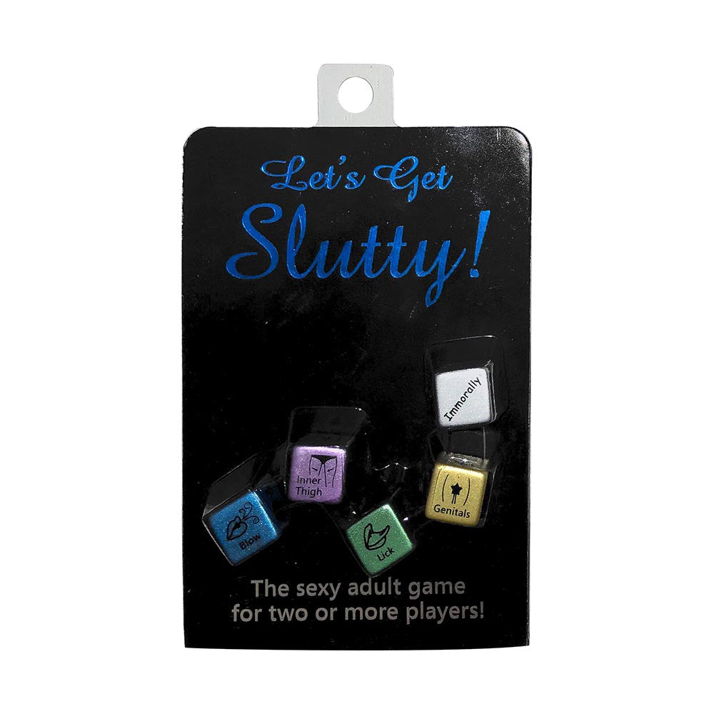 Let''s Get Slutty! Dice Game black Let's Get Slutty package with five metallic multicolor dice