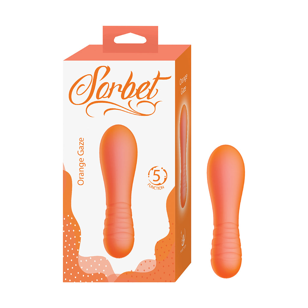 Sorbet Orange Gaze Orange Orange Nasstoys Sorbet Orange Gaze vibrator beside retail box