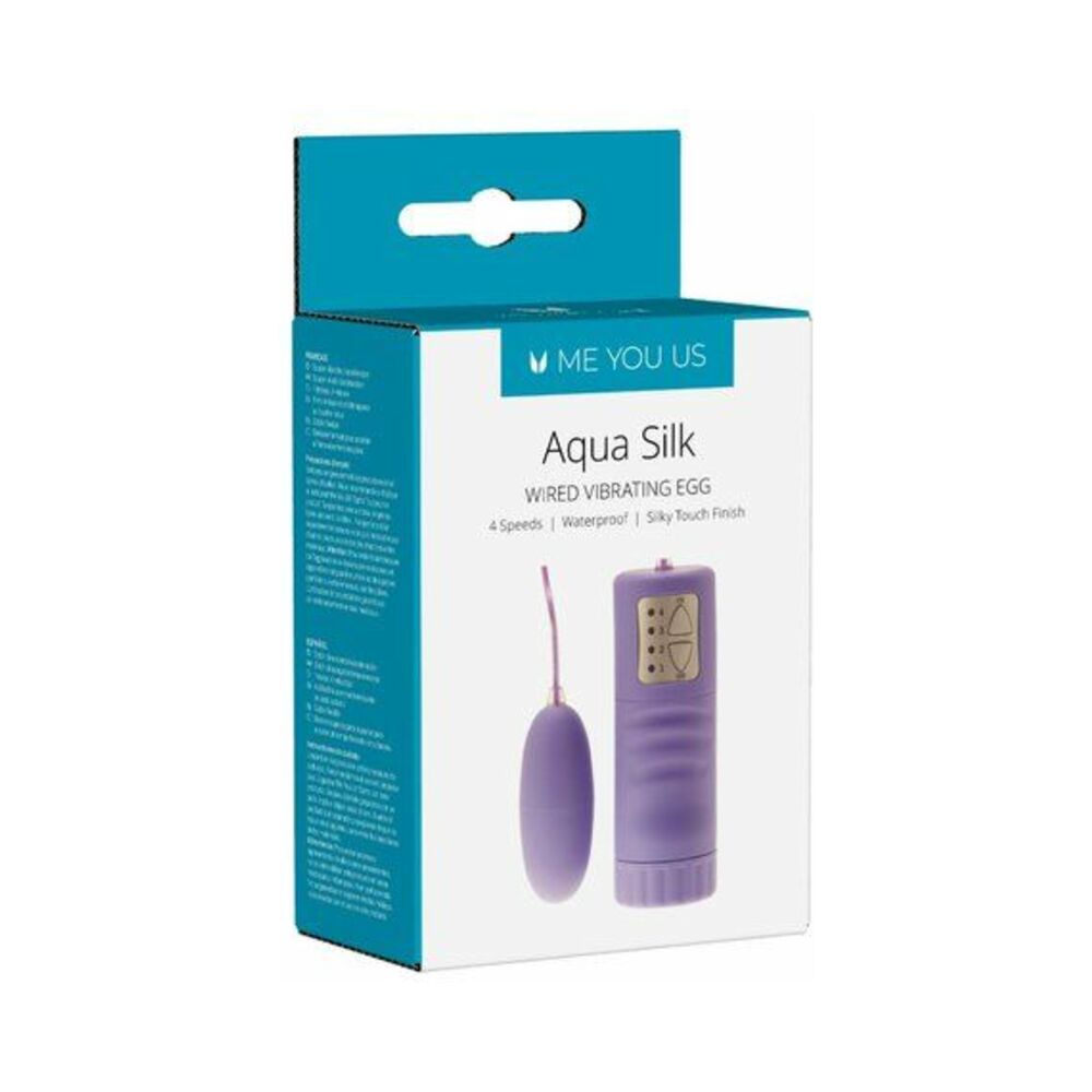 Me You Us Aqua Silk Wired Vibrating Bullet Violet Me You Us Aqua Silk violet wired egg in teal-white box
