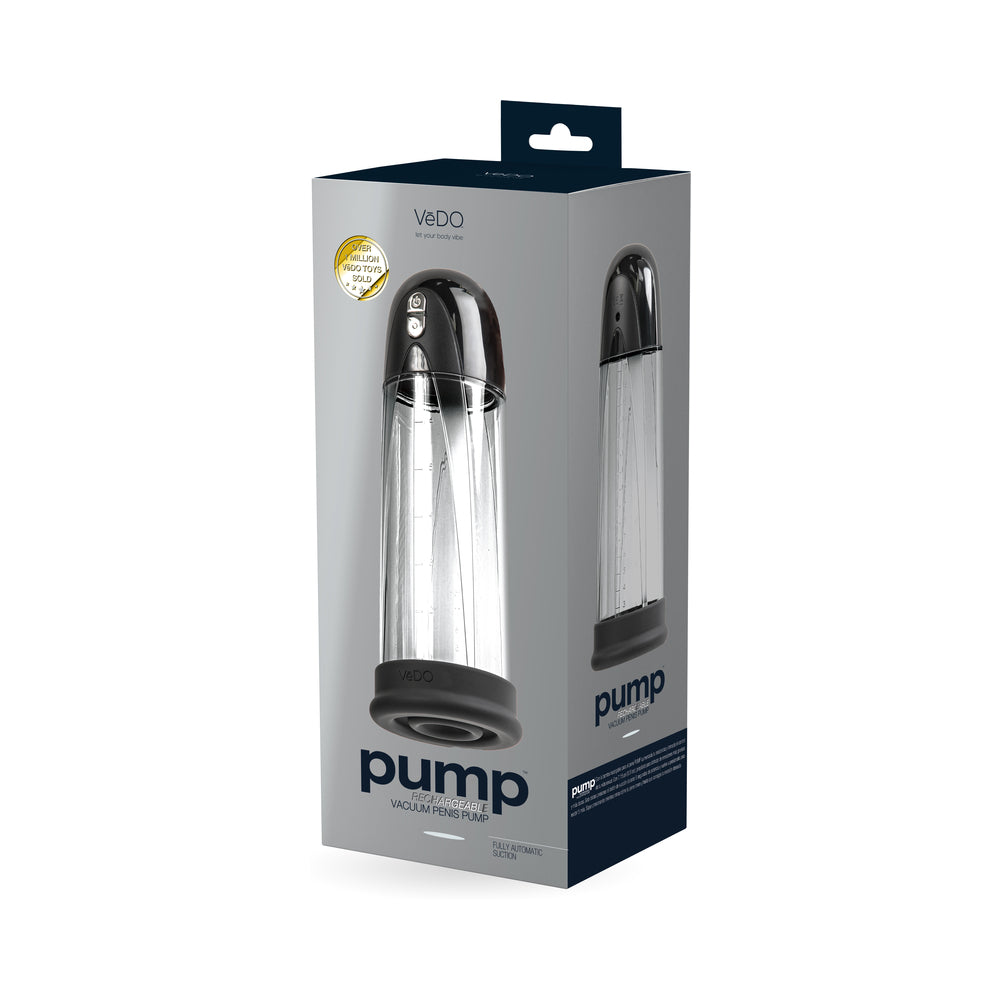 Pump Rechargeable Vacuum Penis Pump Black VeDO clear rechargeable penis pump in gray retail box