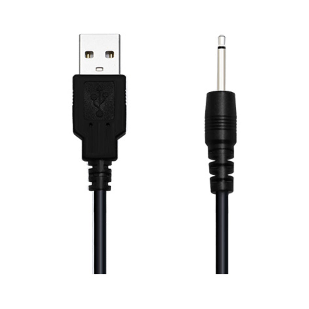 Lovense Charging Cable For Lush, Lush 2, Hush, Edge, Osci Black Lovense charging cable with USB-A plug and slim pin connector