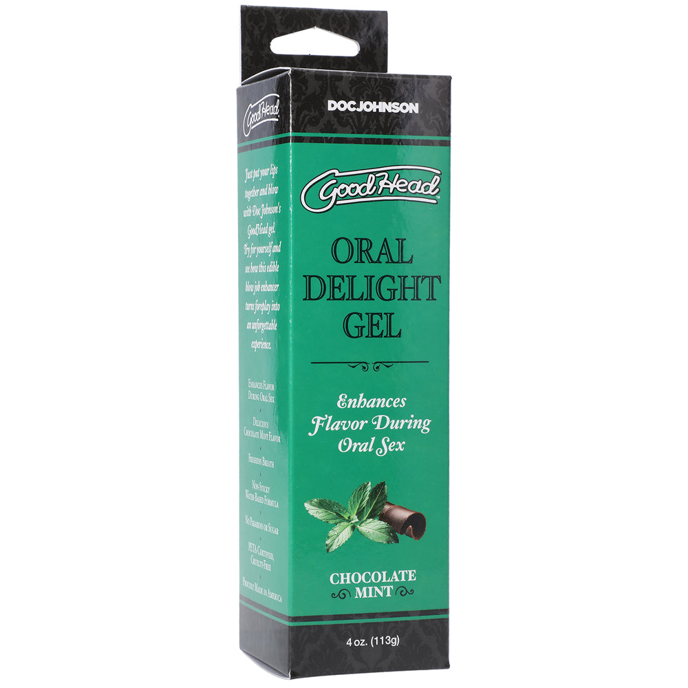GoodHead Oral Delight Gel Chocolate Mint 4 oz. GoodHead Chocolate Mint Oral Delight tube inside green box