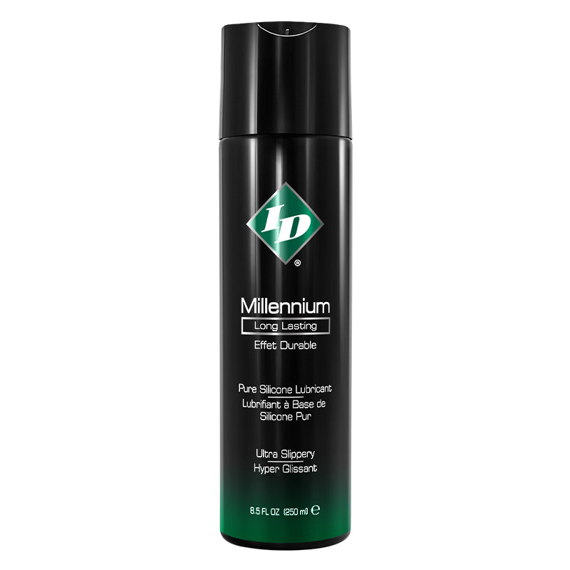 ID Millennium 8.5 fl oz. Silicone Lubricant ID Millennium 8.5 oz silicone lubricant in black bottle with green label