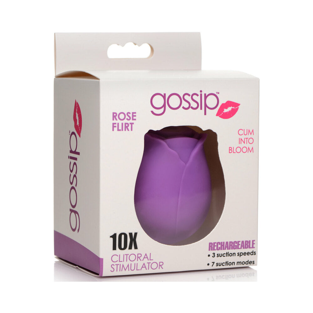 Curve Toys Gossip Cum Into Bloom Rechargeable Silicone Clitoral Stimulator Rose Flirt Violet Gossip Rose Flirt violet stimulator retail box