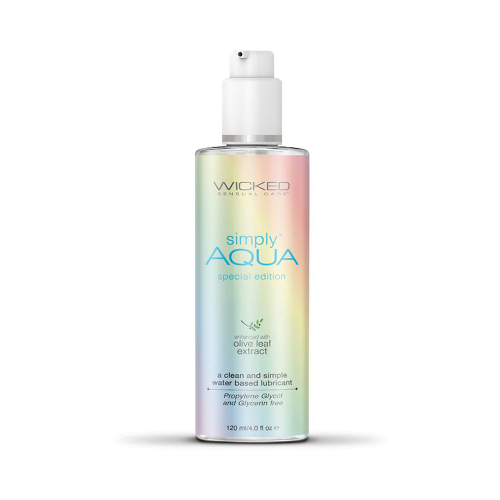 Wicked Simply Aqua Special Edition Water-Based Lubricant 4 oz. Clear Wicked Simply Aqua 4 oz pump bottle with aqua label