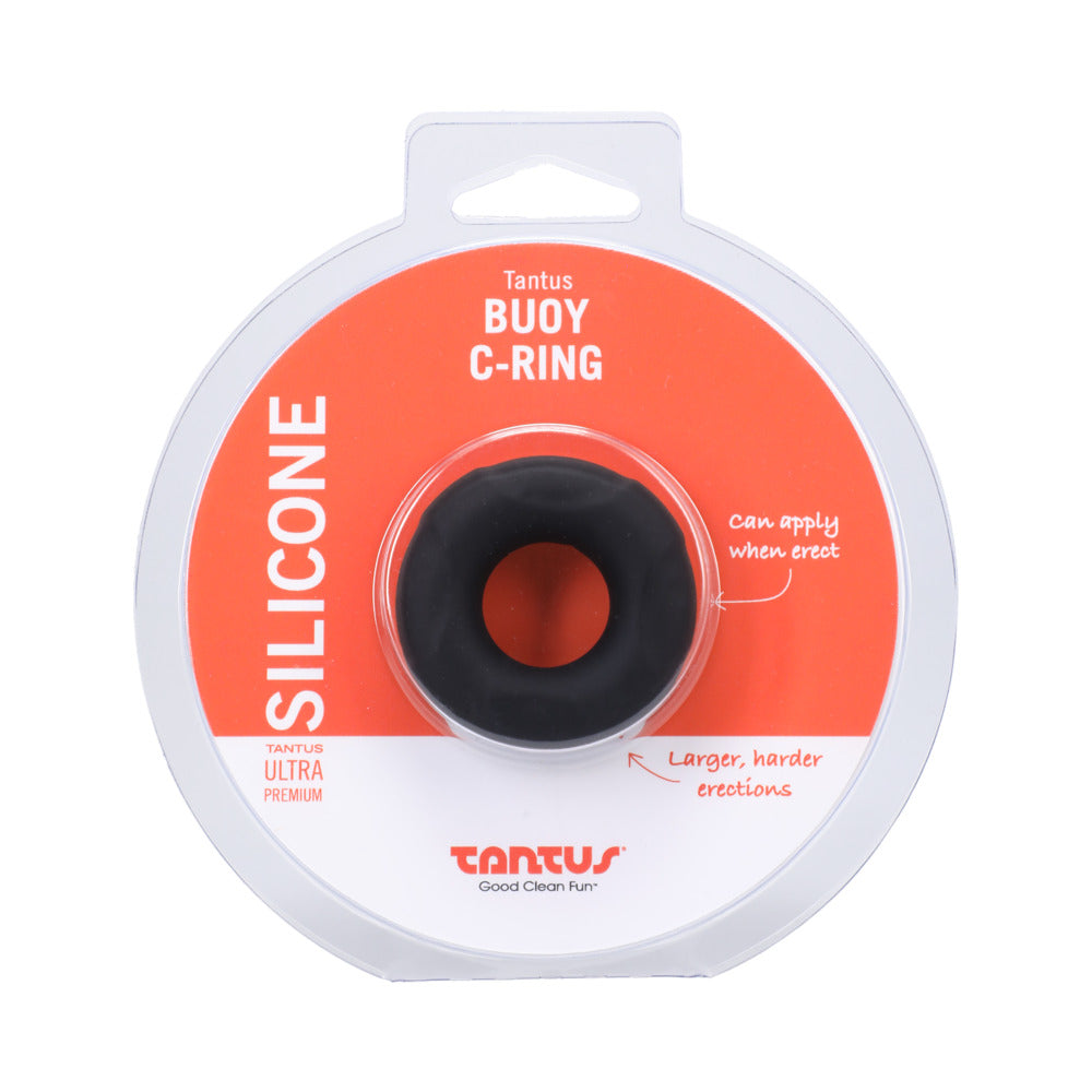 Tantus Buoy C-Ring Small Onyx Tantus Buoy Small Onyx silicone C-ring package