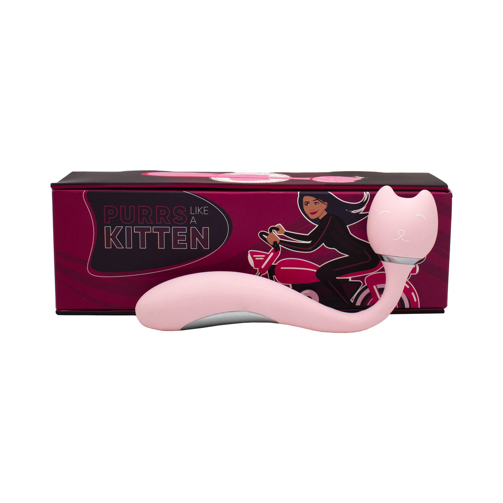 Purrs Like A Kitten Wand Vibrator Purrs Like A Kitten pink wand displayed above retail box
