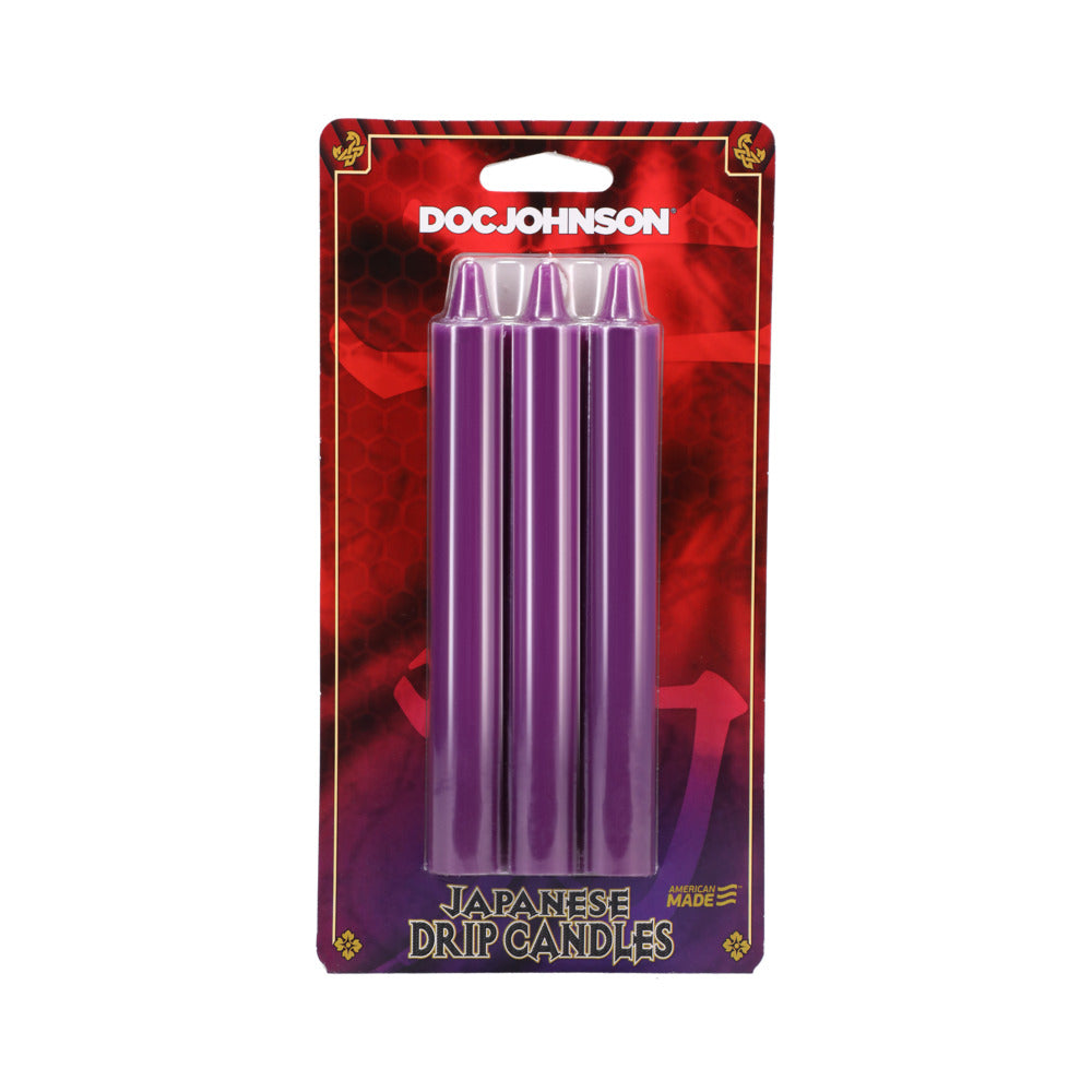 Japanese Drip Candles 3-Pack Purple Doc Johnson Japanese Drip Candles three purple candles in retail blister pack