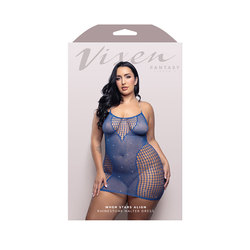 Fantasy Lingerie Vixen When Stars Align Rhinestone Halter Dress Blue Queen Size Fantasy Lingerie Vixen When Stars Align Rhinestone Halter Dress Blue Queen Size