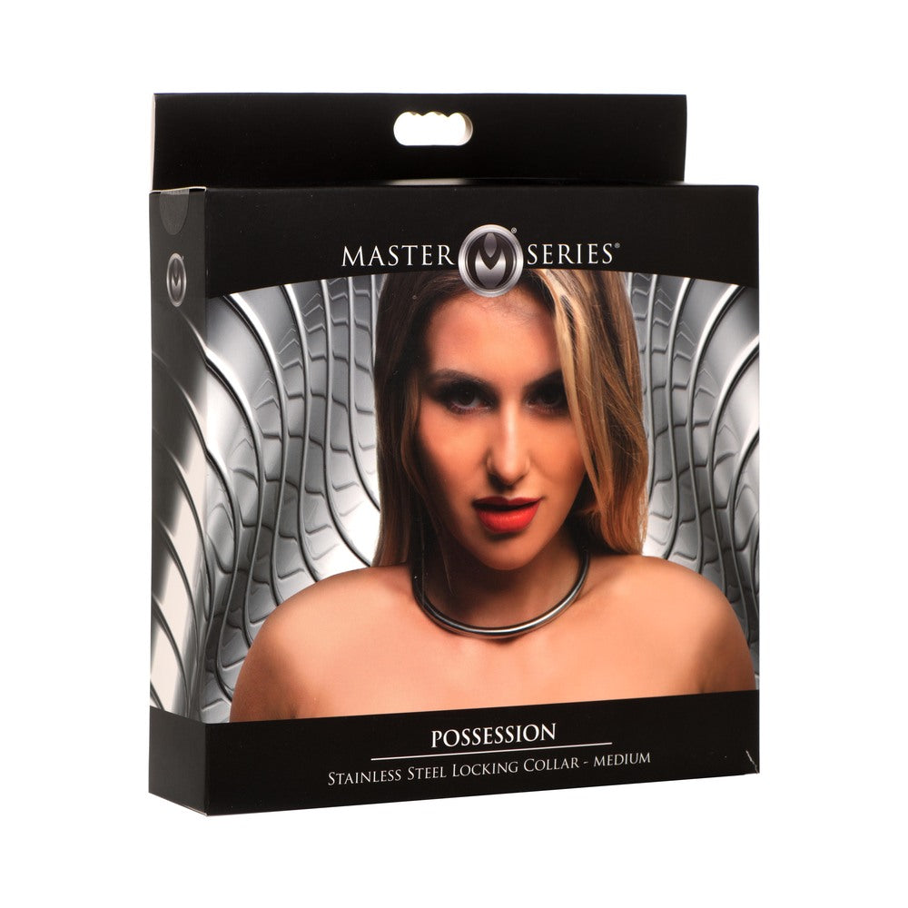 Master Series Possession Stainless Steel Locking Collar M Black Master Series Possession size M steel collar retail box