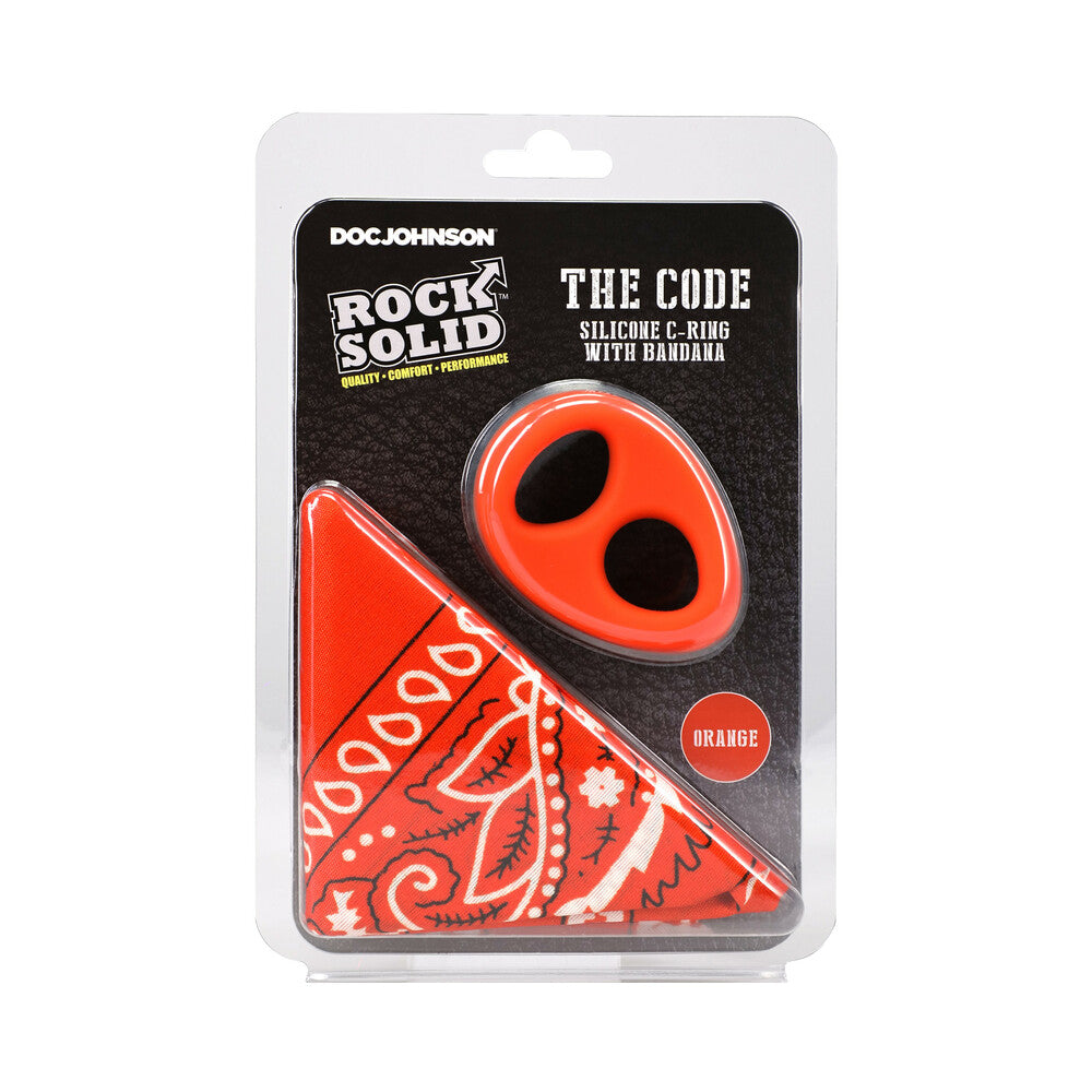 Rock Solid The Code Silicone C-Ring with Bandana Orange/Black Rock Solid orange double-opening C-ring with orange bandana
