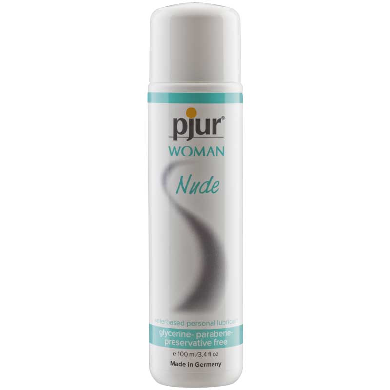 Pjur Woman Nude Waterbased Lube 100ml Pjur Woman Nude 100 ml white cylindrical bottle with silver teal front label