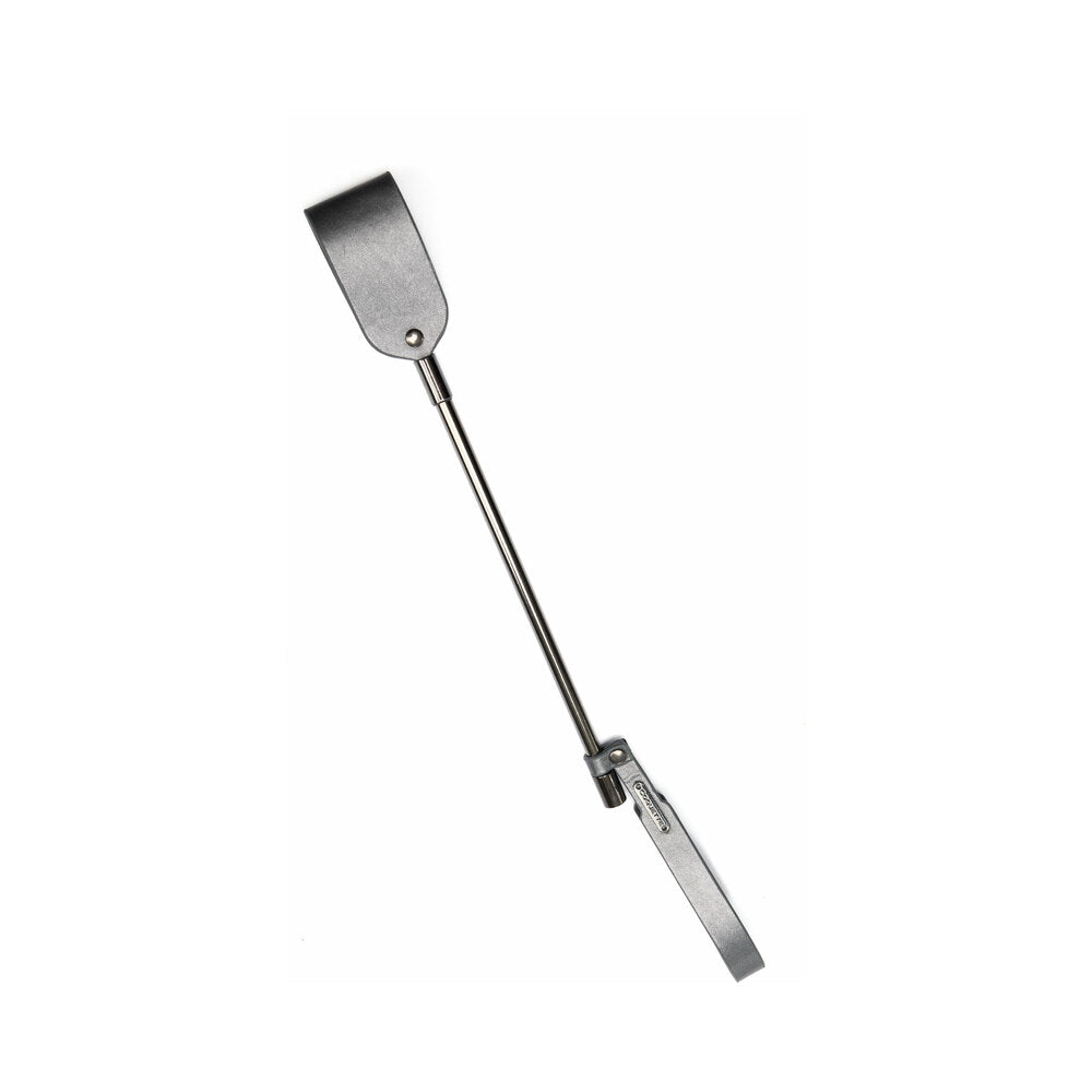 Coquette Pleasure Mini Crop Grey Coquette gray mini crop extended diagonally with flat tip and wrist loop