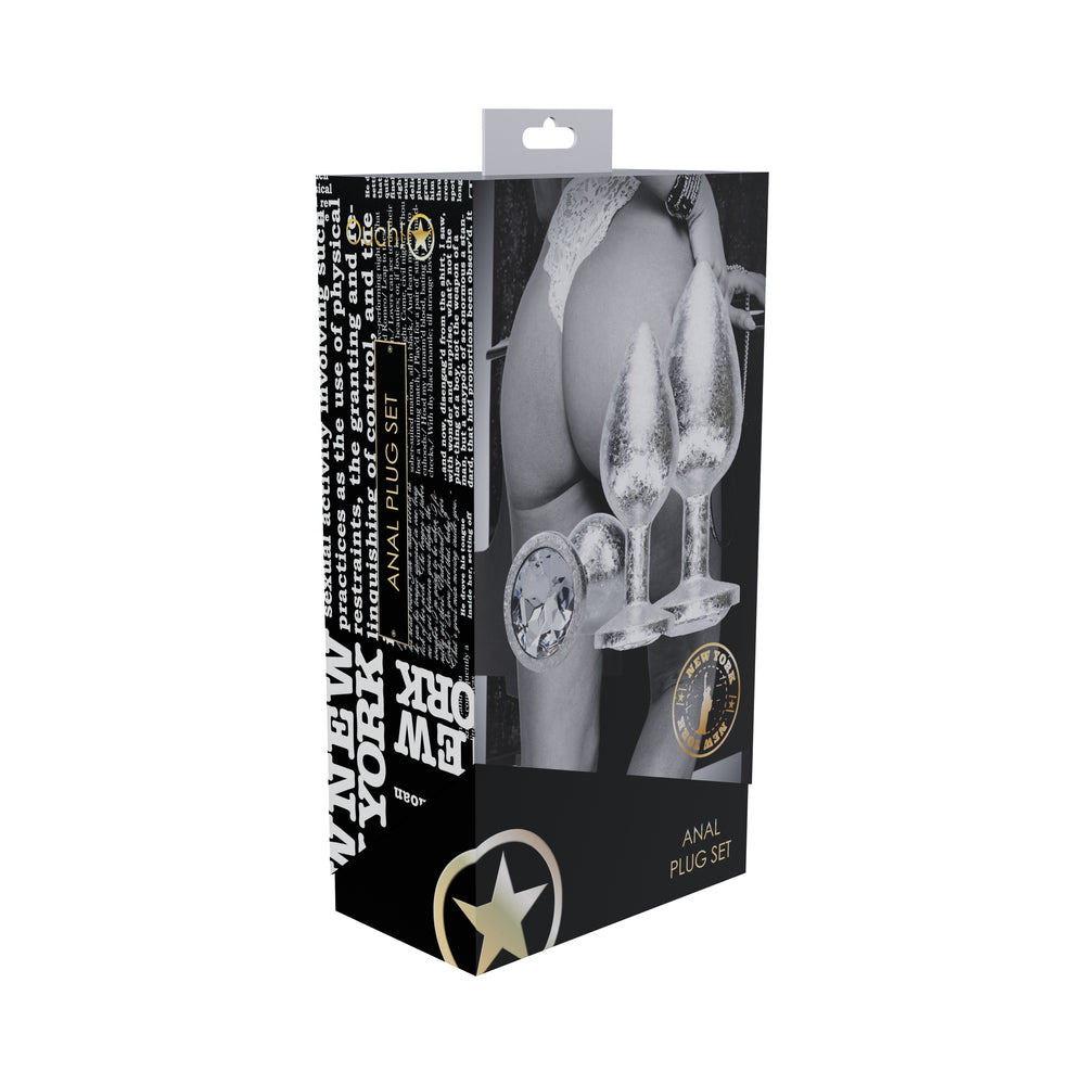 Ouch! International New York Collection Metal Anal Plug Set Silver Ouch International New York three-piece silver plug set box