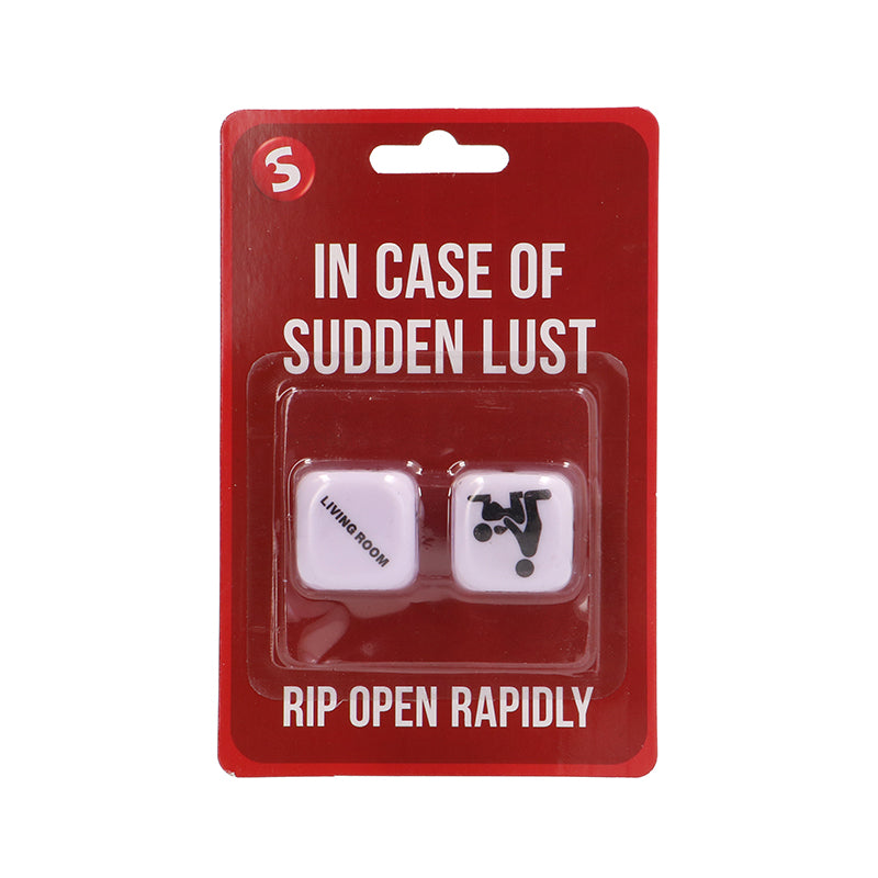 Shots S-Line In Case of Sudden Lust Sex Dice Two white In Case of Sudden Lust dice in red hanging package