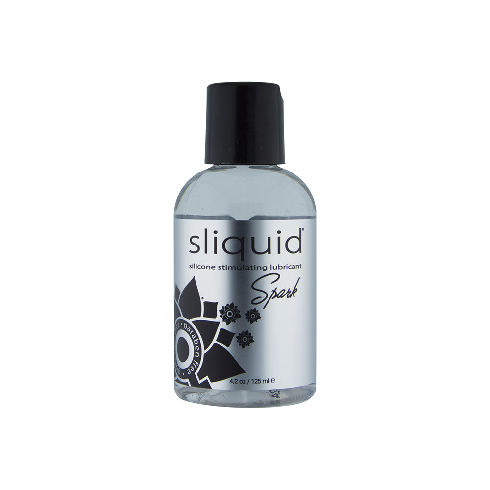 Sliquid Spark Silicone 4.2oz Sliquid Spark 4.2 fl oz clear bottle with silver label