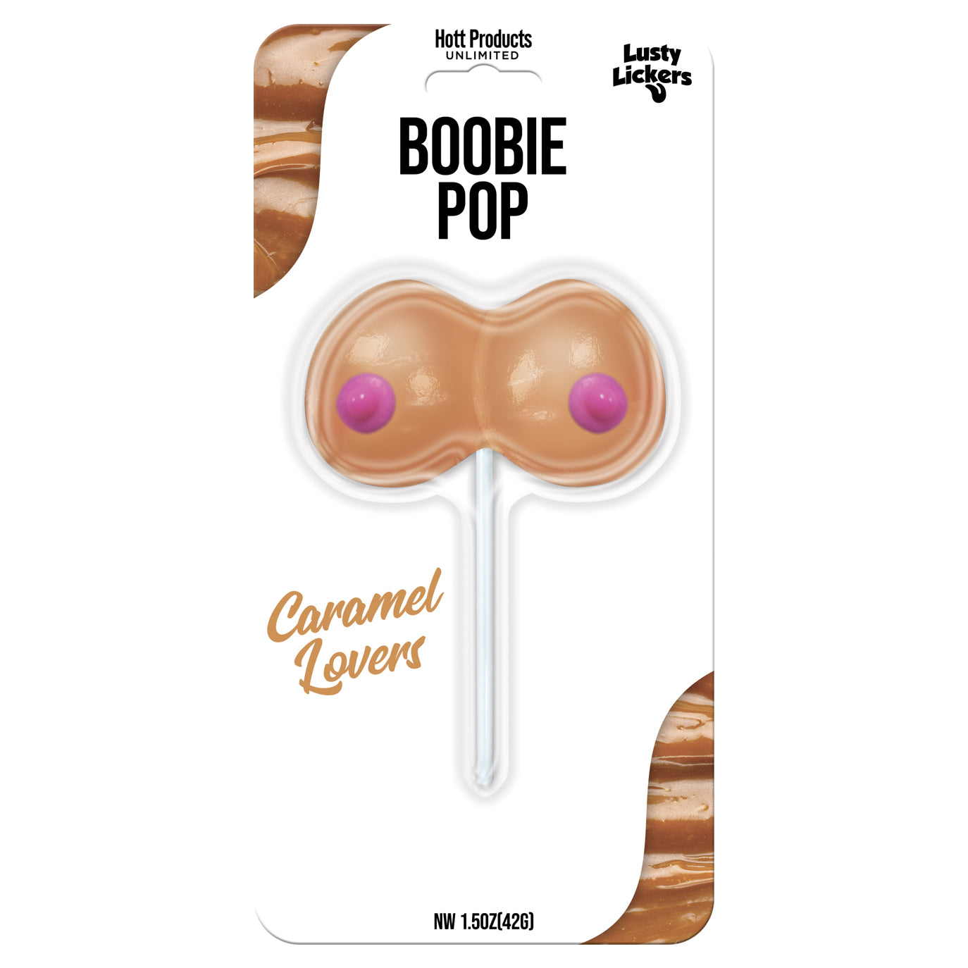 Boobie Pop Caramel Lovers Caramel Lovers Boobie Pop candy with pink details