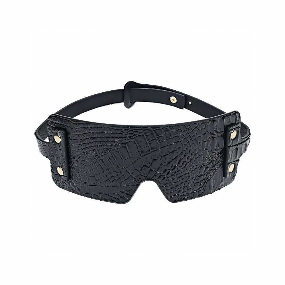 Ouch! International Rome Collection Blindfold black croc-print Rome blindfold with contoured eye panel and gold studs