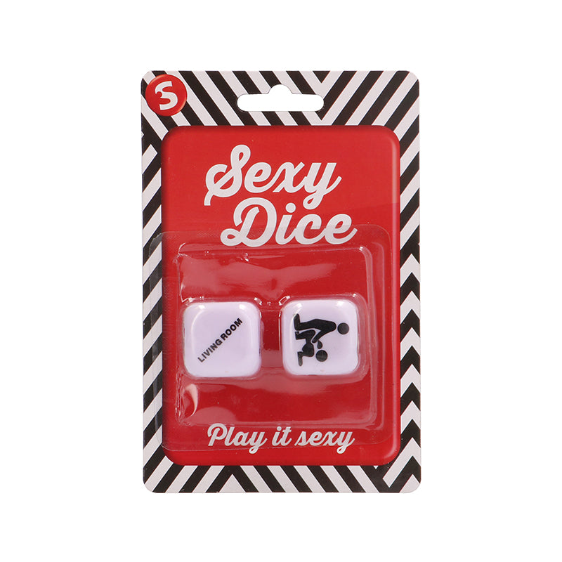 Shots S-Line Sexy Dice Two white Shots Sexy Dice in striped black-and-red hanging package