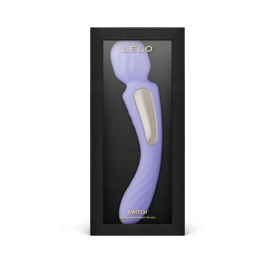 LELO SWITCH Double-Sided Wand Vibrator Lilac LELO SWITCH lilac double-sided wand in black window retail box
