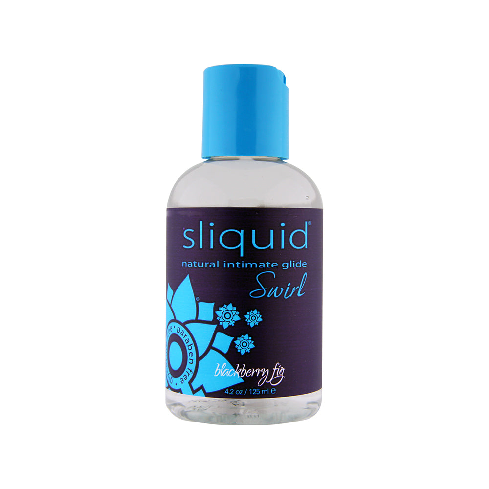 Sliquid Swirl Blackberry Fig 4.2oz Sliquid Swirl Blackberry Fig 4.2 oz rounded clear bottle with blue cap