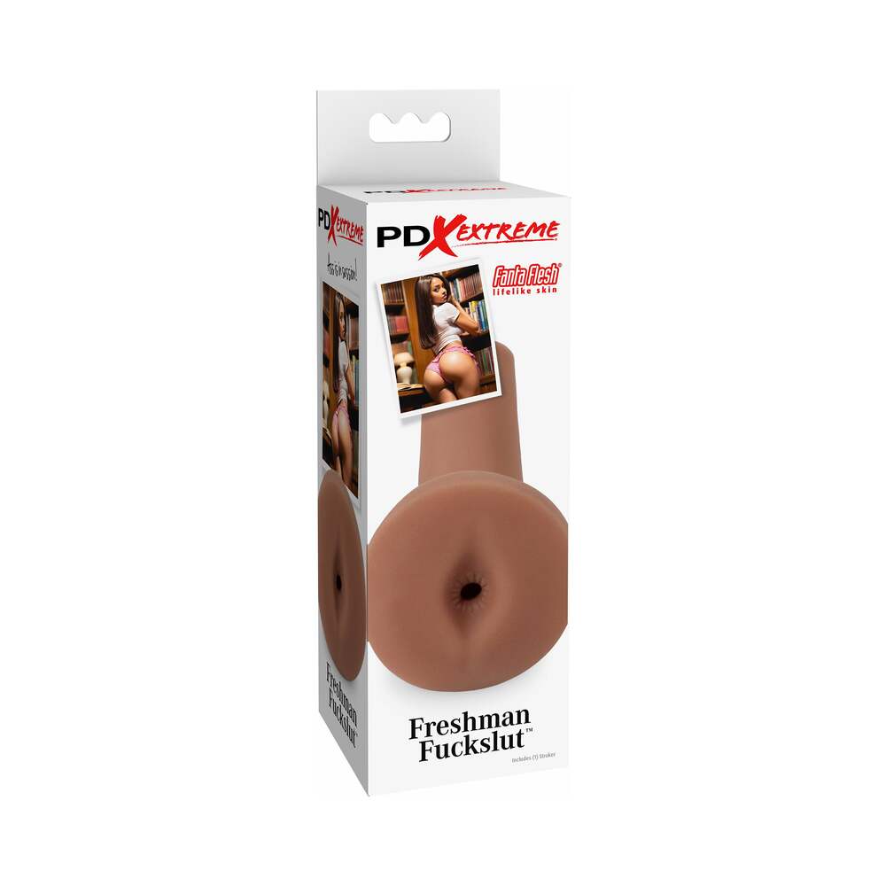 PDX Extreme Freshman Fuckslut Brown PDX Extreme Freshman brown sleeve masturbator sculpted rear opening in white retail package
