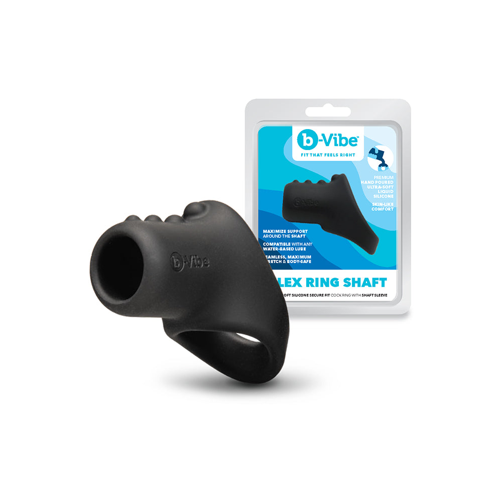 b-Vibe Flex Ring Shaft Silicone C-Ring & Ball Stretcher b-Vibe Flex Ring Shaft black double-opening ring with retail package